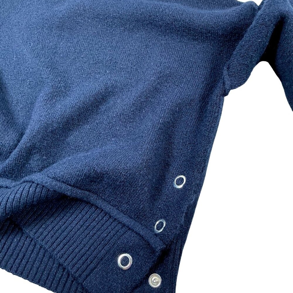 Topshop- Women's Blue Crew Neck Sweater Crop Soft Cozy Boxy- Navy- Size: S - Picture 5 of 10